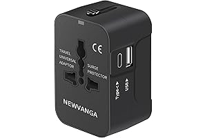 Travel Adapter with USB C, Worldwide Travel Adapter Power Converters Wall Charger...