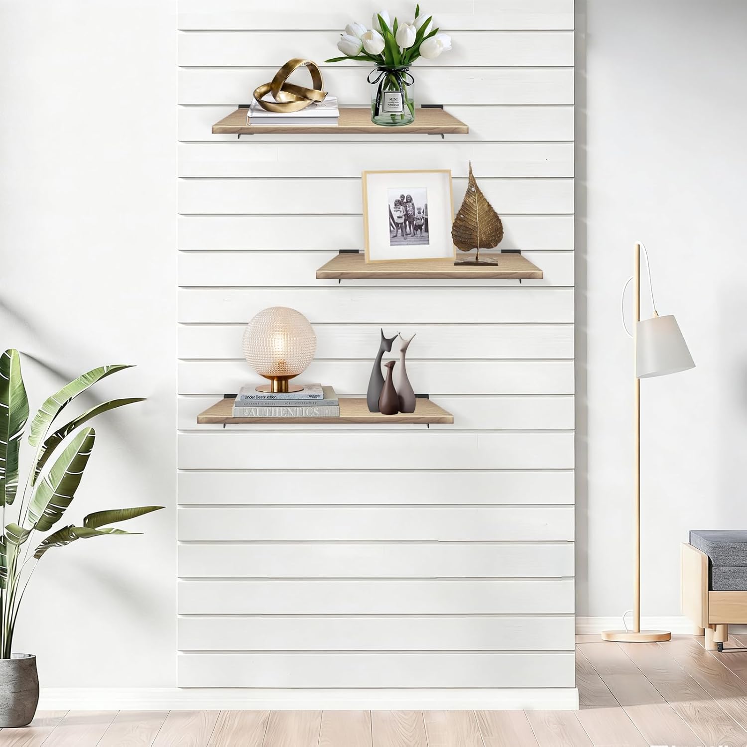 Polmart Heavy Duty Slatwall Shelf Brackets/Shelf Support Hooks, Black (Flat Top, 12-Pack)