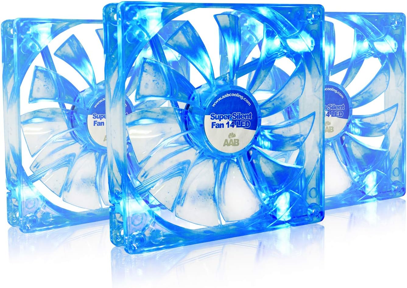 AABCOOLING Super Silent Fan 14 Blue LED - Un Silencioso y Muy Efectivo Ventilador 140mm con LED Azul, Fan Cooler, Base Ventilador, Ventilador 12V, 80 m3/h, 600 RPM - 3 Piezas 8,6 dB (A)