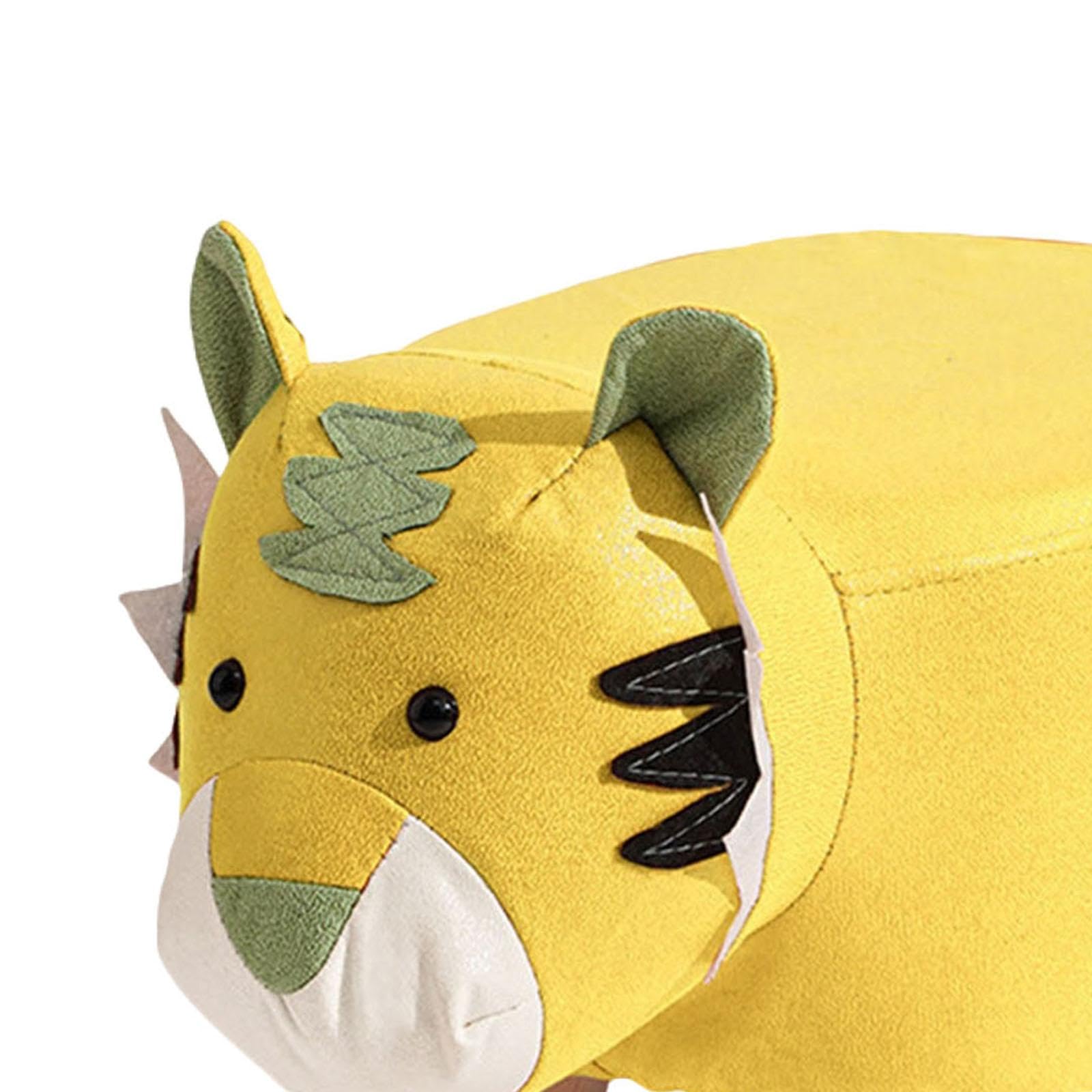 Milageto Fußhocker mit Tiermotiv, Schuhwechselhocker, süßer Cartoon-Lernhocker, Fußstütze, Sitzkissen, Stuhl für Wohnzimmer, Nachttisch, Eingangsbereich, Gelb Tiger