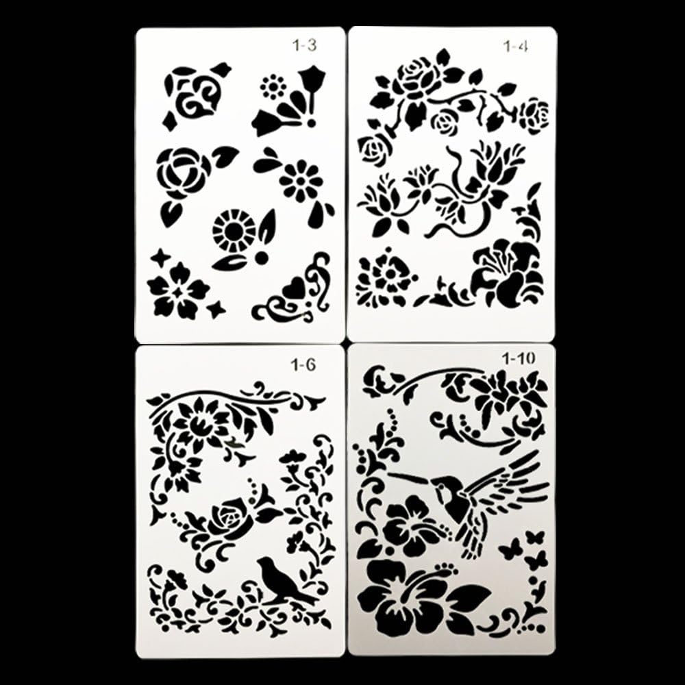 DEPEPE 12pcs Plastic Stencils for Journal Painting Craft 6.3 x 9.7 Inches : Office Products