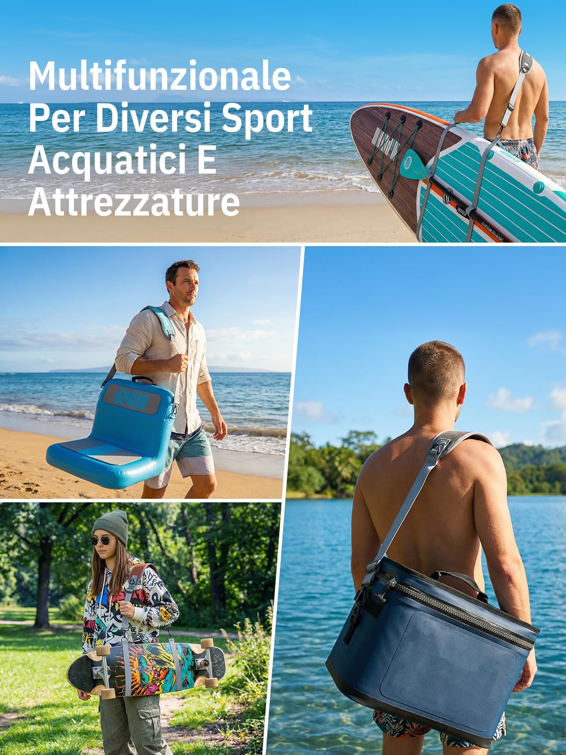 niphean Laccio Tavola SUP, Accessori SUP per Tavola SUP Gonfiabile，SUP Tracolla Regolabile a Mani Libere per Tavola da SUP，Tracolla per Il Trasporto della Tavola da Surf con Tracolla Imbottita