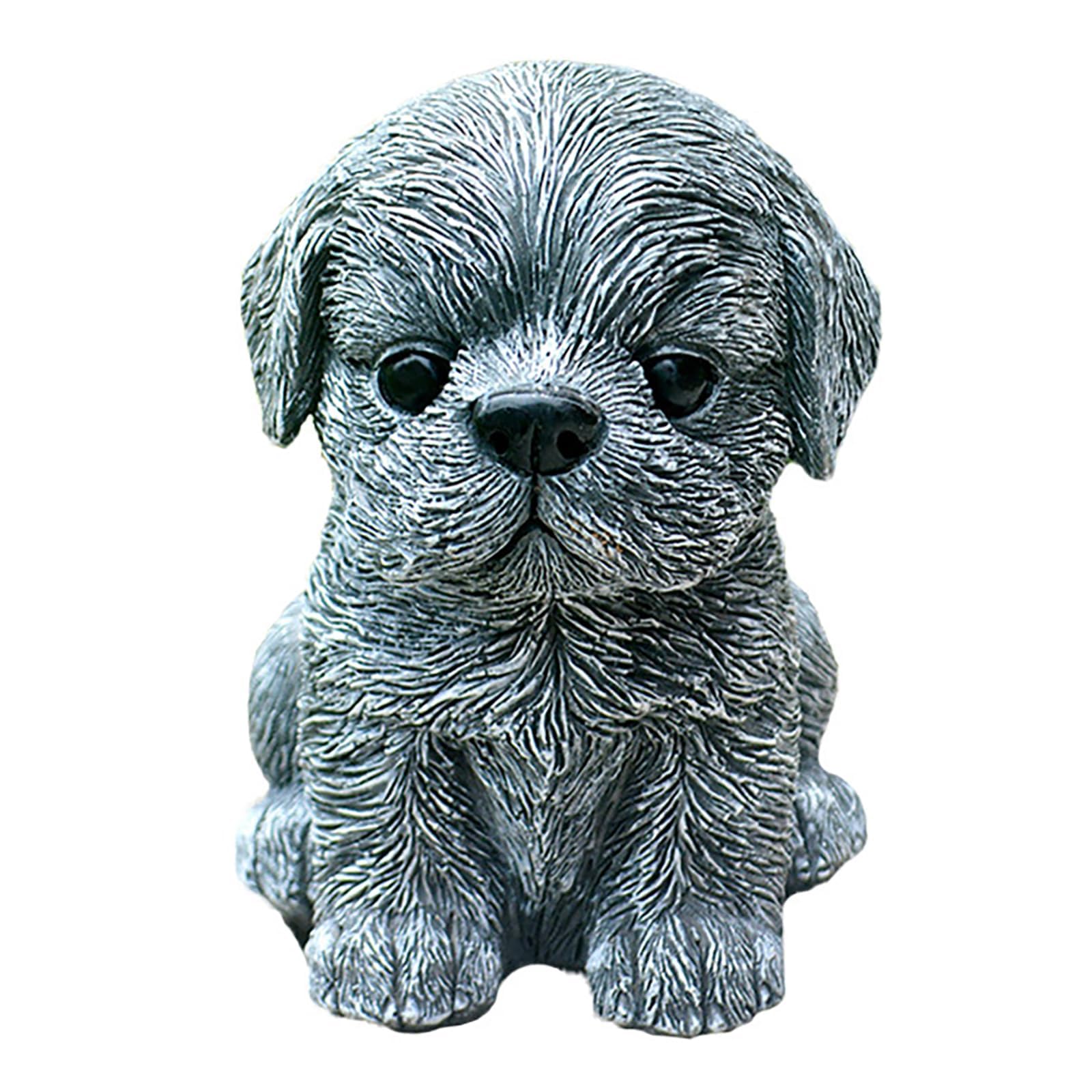 YXCQHZM Garden Dog Sculpture - Puppy Statue - Simulation Resin Crafts Sitting Weather Resistance Animal Figurines for Patio Lawn Courtyard Home Decoration