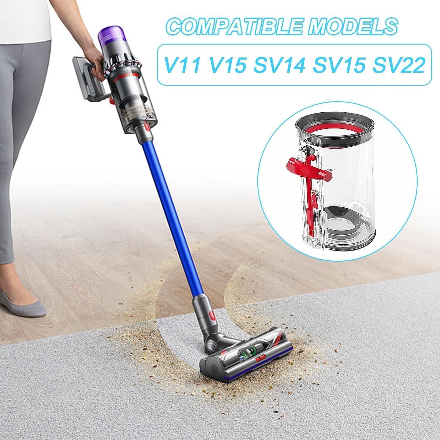 Contenitore per la Raccolta della Polvere Trasparente e di Alta Qualità Ricambi per Dyson V11 V15, Accessori per Dyson SV14 SV15 SV22 Absolute, Monitoraggio Facile dello Sporco