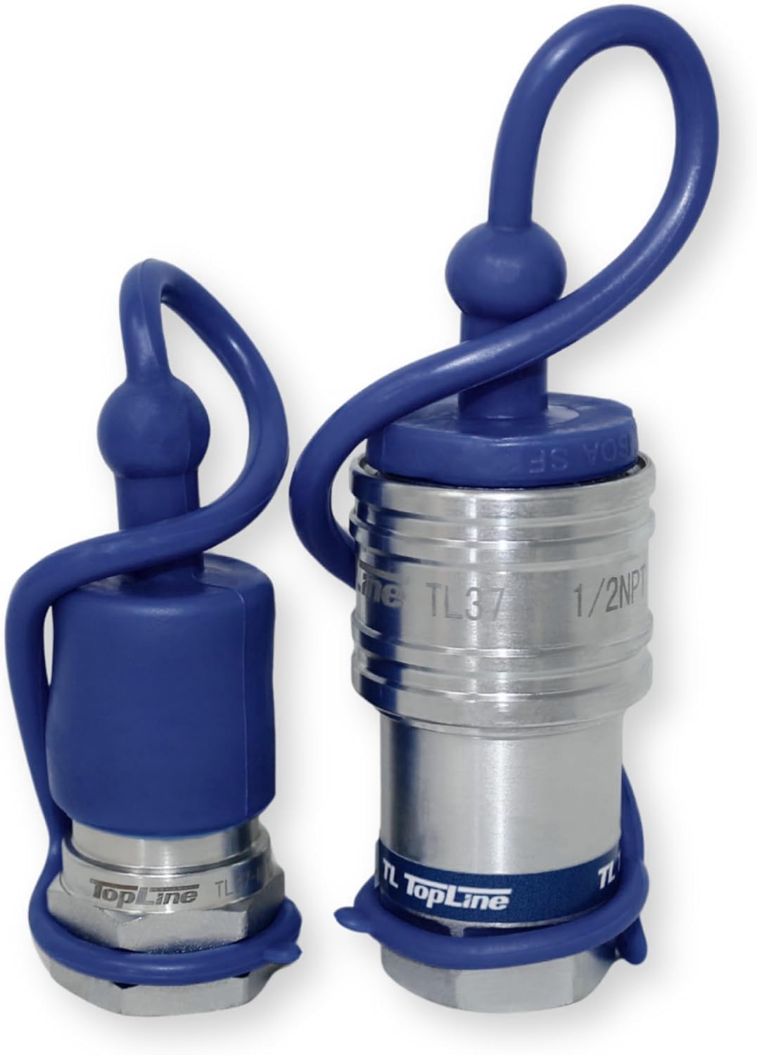 1/2" NPT Thread Hydraulic Quick Connect Coupler | ISO 5675 Poppet Style | Ag Tractor | Heavy-Duty Steel with Dust Caps | TL Topline Model TL37