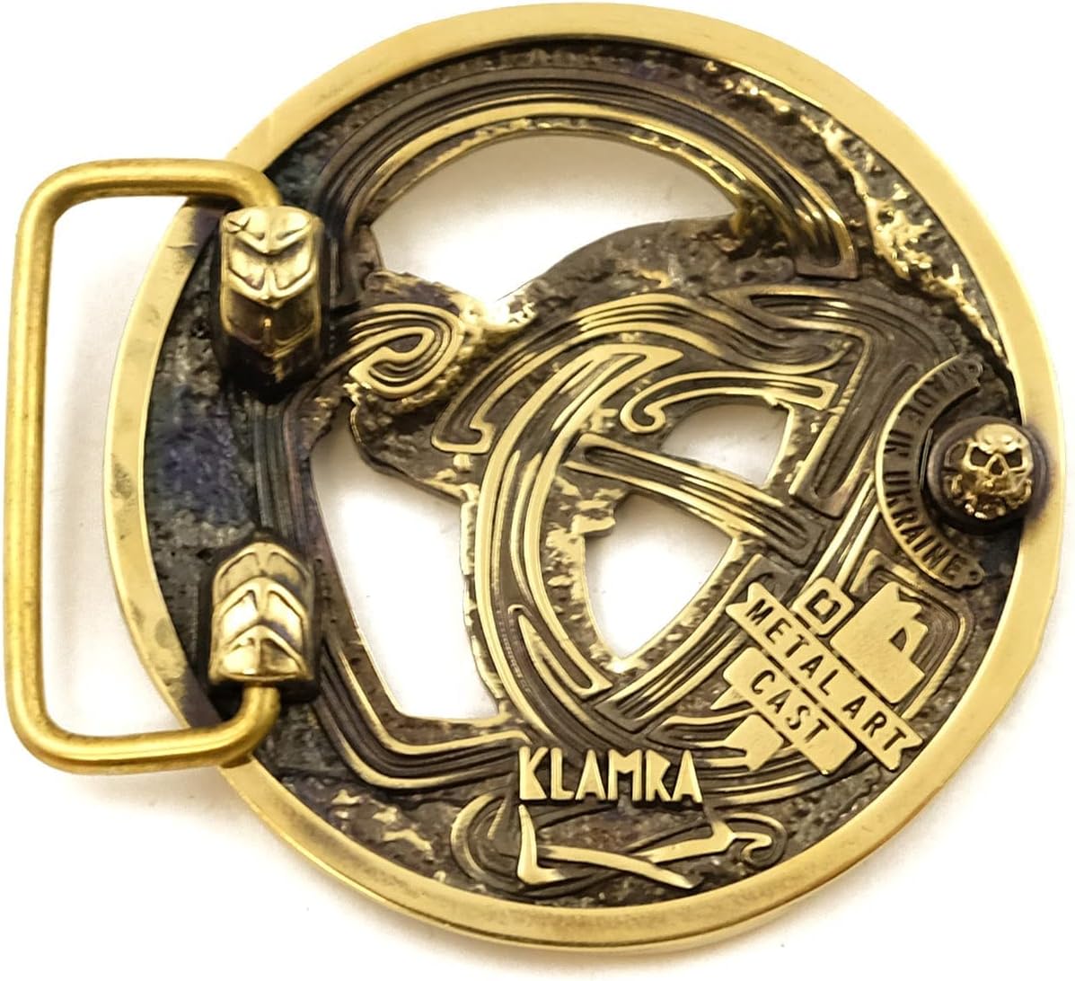 Leather belt with scandinavian buckle Ouroboros, World Serpent, Scandinavian, Nordic, Celtic, Norse dragon, solid brass belt buckle