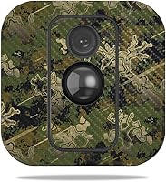 Vista 237 de MightySkins - Skin de fibra de carbono para cámara Blink XT para exteriores, chips dorados, acabado de fibra de carbono texturizado, protector