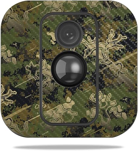 Miniatura 237 de MightySkins - Skin de fibra de carbono para cámara Blink XT para exteriores, chips dorados, acabado de fibra de carbono texturizado, protector