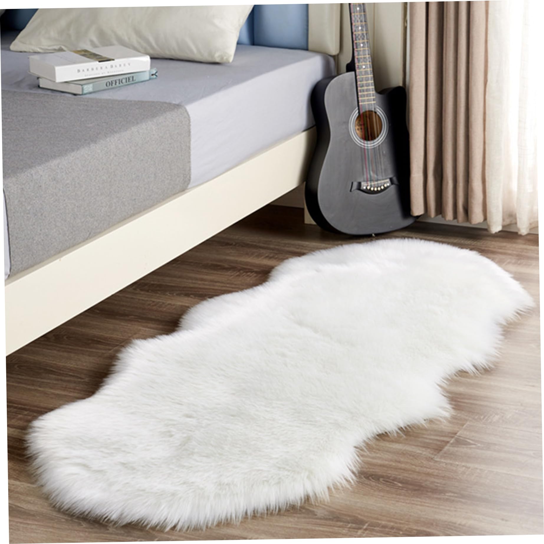 Tapis en peluche lavable 24x71cm antidérapant et fausse peau de mouton douce pour fauteuil