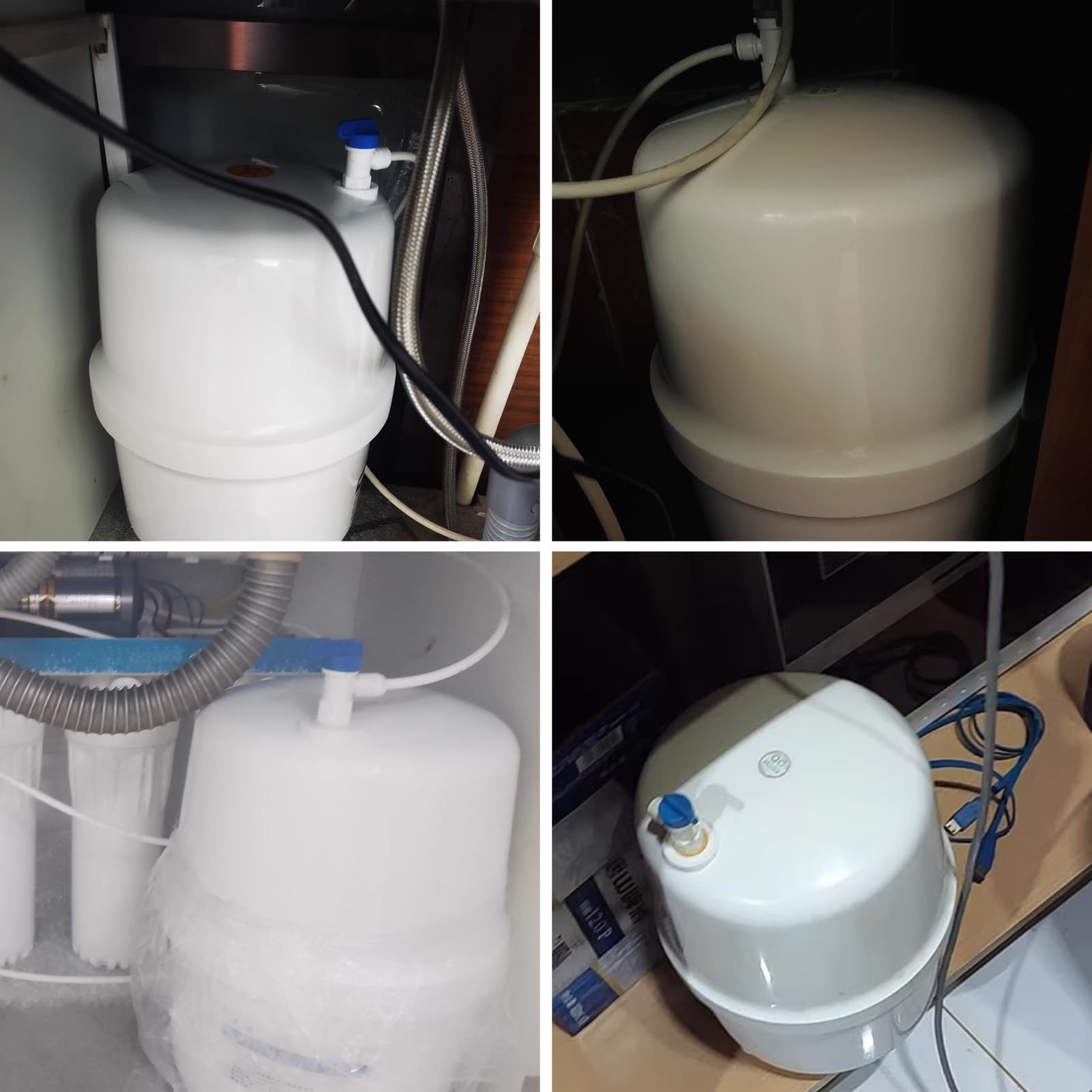 Tissting Depósito de Agua Presurizado, Tanque de Almacenamiento de 1.2-1.8 Galones/5-7L con Válvula de Bola para Sistemas de Ósmosis Inversa RO, Material ABS, Conexión Universal para Purificador Agua | Ósmosis plástico válvula tanque 1/4" incluida para si