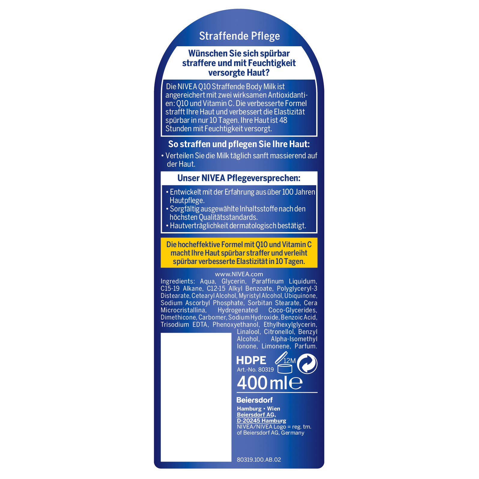 Nivea Body ujędrniające mleczko Q10, 4 sztuki (4 x 400 ml)