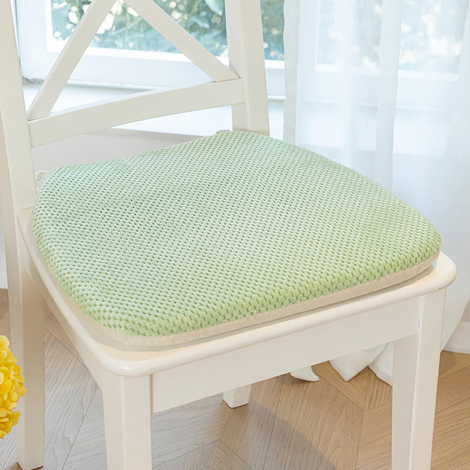 Fslvmin Indoor Chair Seat Cushions For Kitchen/dining Room, U-shaped Chairs Pads with Non-slip Backing & Ties, Thick Solid Color Seat Pads for Long Sitting, Washable Cover(4pcs(16x17inch), Green2) â image 1
