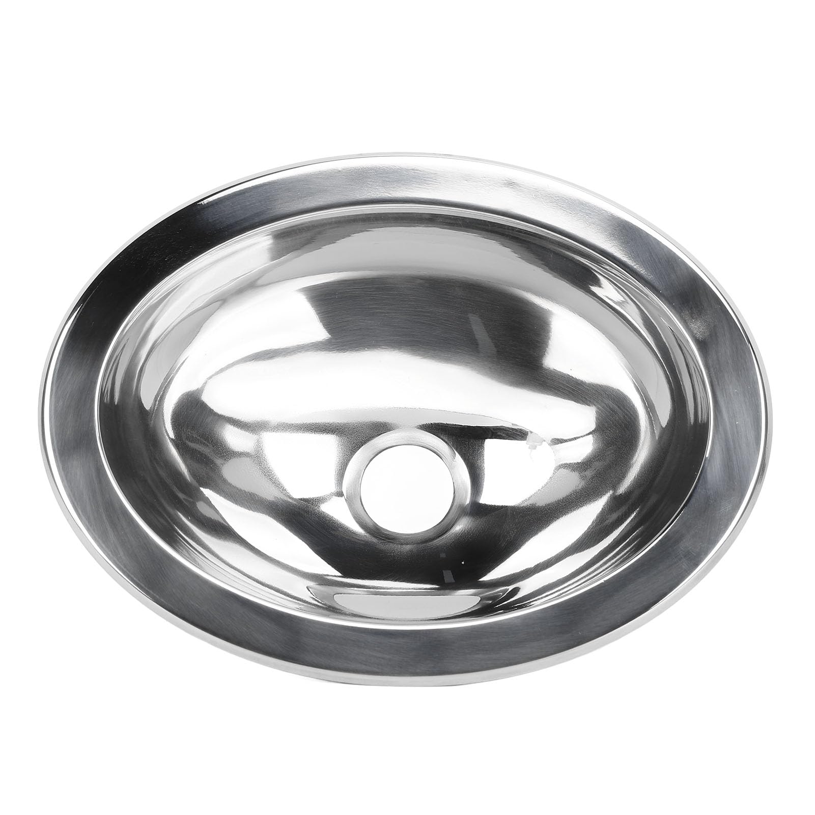 Fregadero de Barra de Acero Inoxidable, Fregadero Redondo de Acero Inoxidable 304 Pulido con Espejo, Fregadero de Cocina de un Solo Seno, Ideal para Autocaravanas, Furgonetas,
