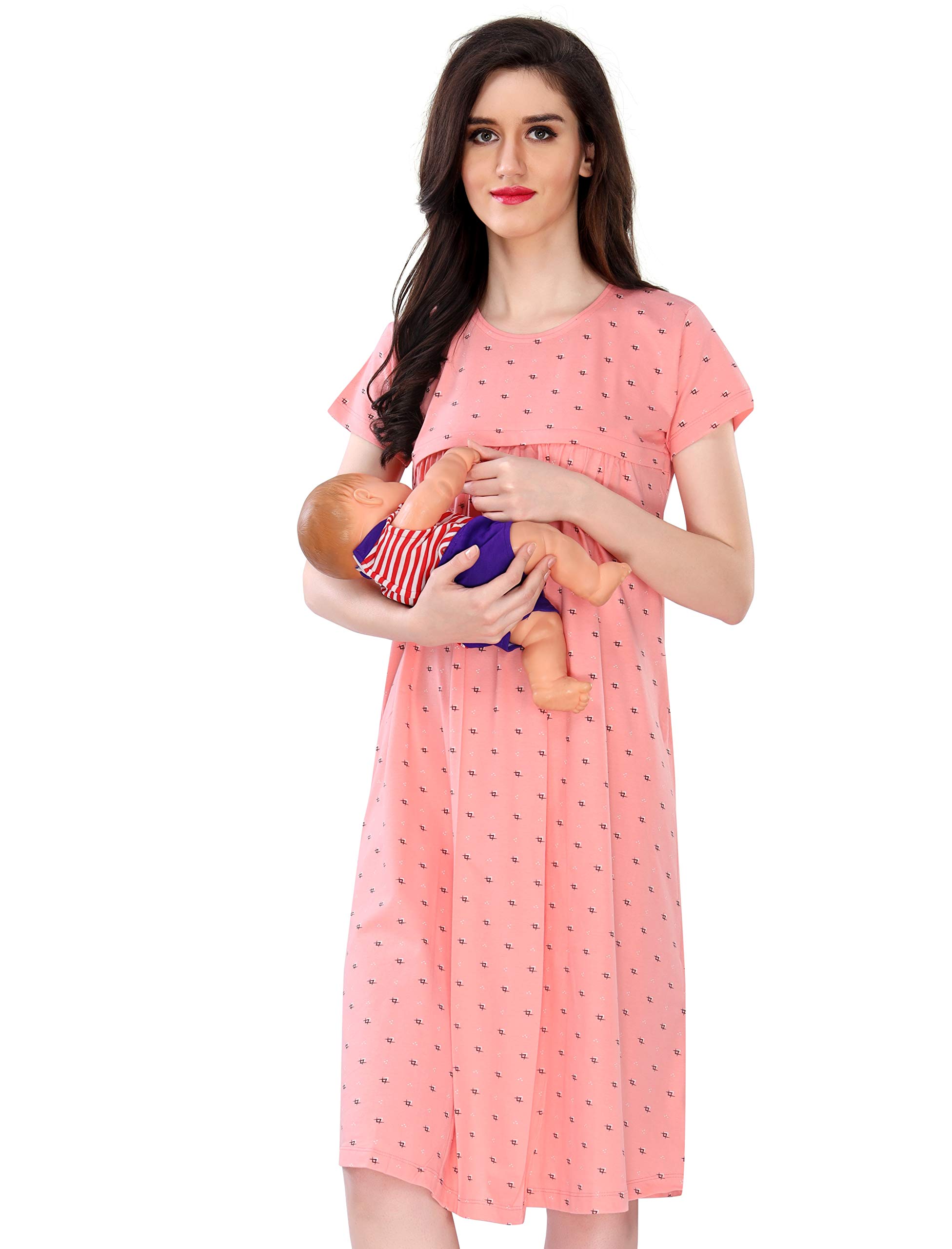 av2 Women's Cotton Floral Knee Length Nighty-picture-18