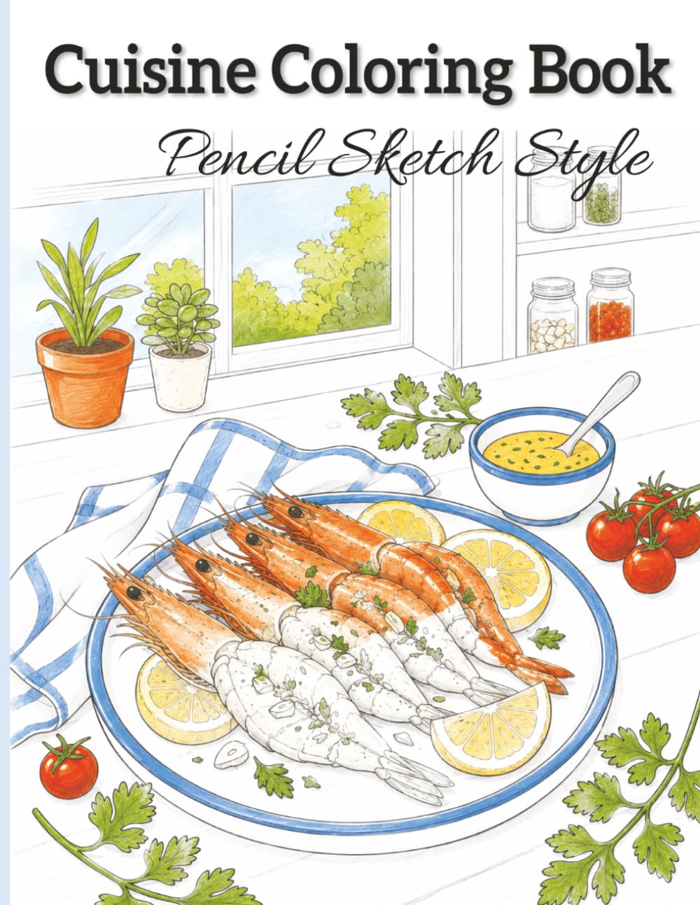 Cuisine coloring book: 49 Realistic Food Illustrations for Relaxation, Creativity & Mindful Coloring