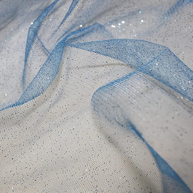 Glitter Tulle Fabric Soft Dress Net Sheer 150cm Wide Per Metre (Turquoise)