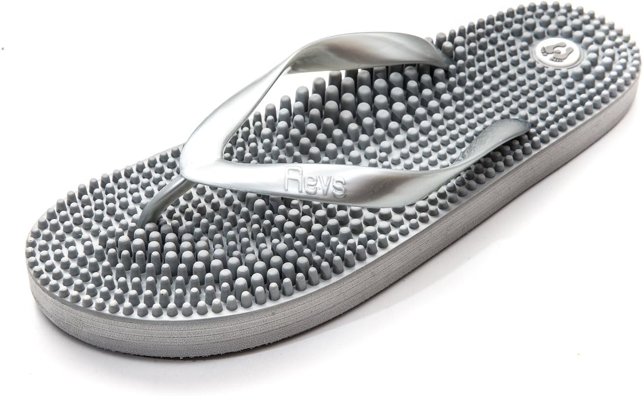 Reflexology Massage Flip Flops - for Men and Women - Massage Footbed and Natural Therapy - Stimulated Pressure Points, Boosts Health and Wellbeing - Sophisticated Design, Classic Look