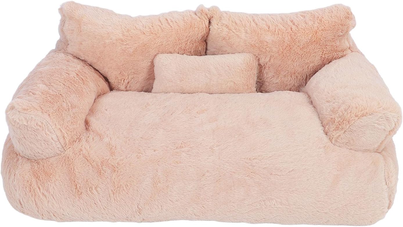 Pet Sofa Bed Warm Soft Comfortable Removable Washable Anti Skid Bottom Cat Couch Bed for Cats Dogs (L)