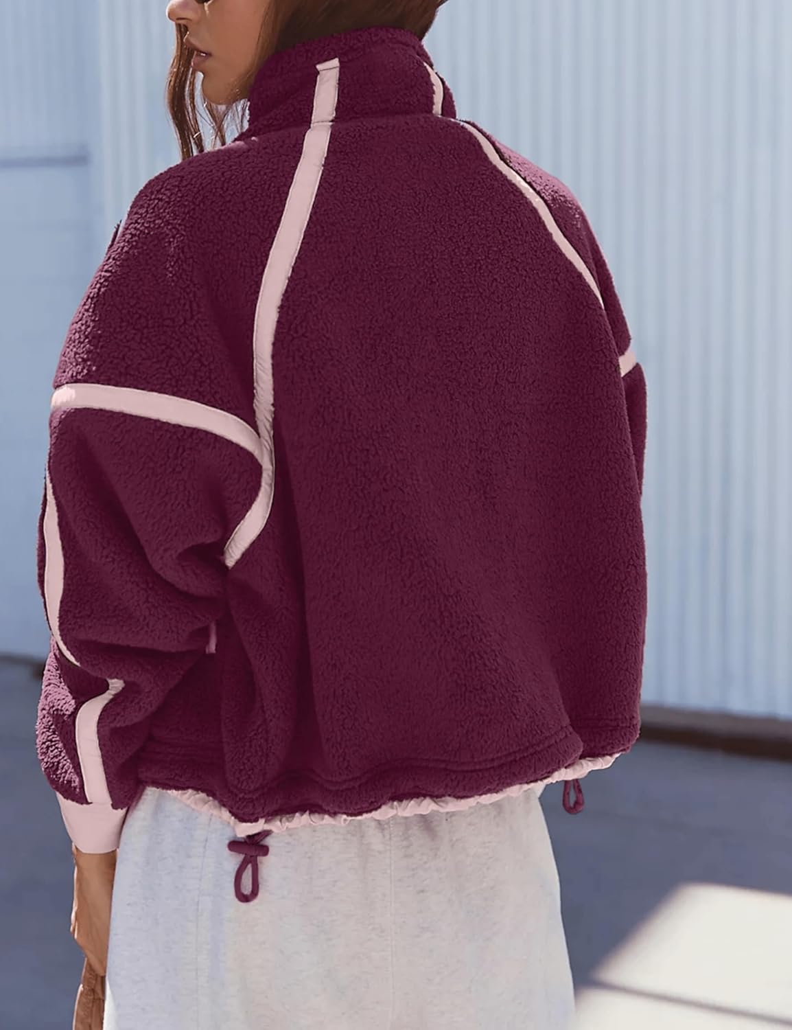 Aimiray Fleece Jackets Women Long Sleeve Zip Up Stand Collar Sherpa Jackets Warm Soft Trendy Teddy Outerwears with Pockets - Image 5