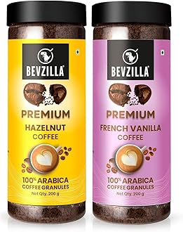 Instant Coffee Combo | 200g Hazelnut & 200g Vanilla Flavoured Instant Coffee Powder | Perfact For Espresso, Latte & Cappuccino | Hot & Cold Brews