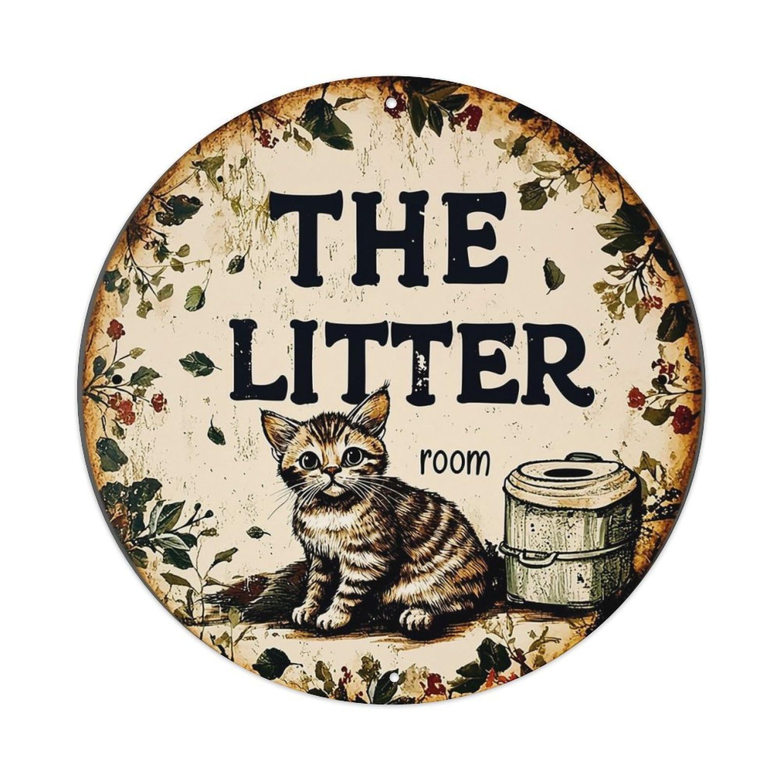 The Litter Room Cat Sign_1 Tin Sign Metal Poster Vintage Metal Signs for Home Man Cave Bar Cafe Kitchen laundry room Wall Decorations 8x8 inches