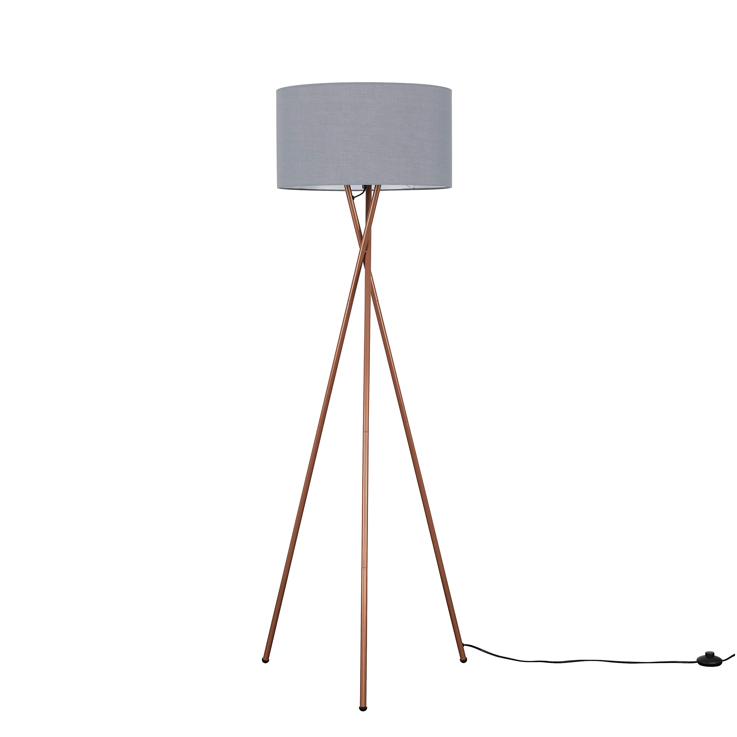 Valuelights Unisex Charcoal Camden Copper Metal Tripod Floor Lamp With Drum Lamp Shade And Bulb In