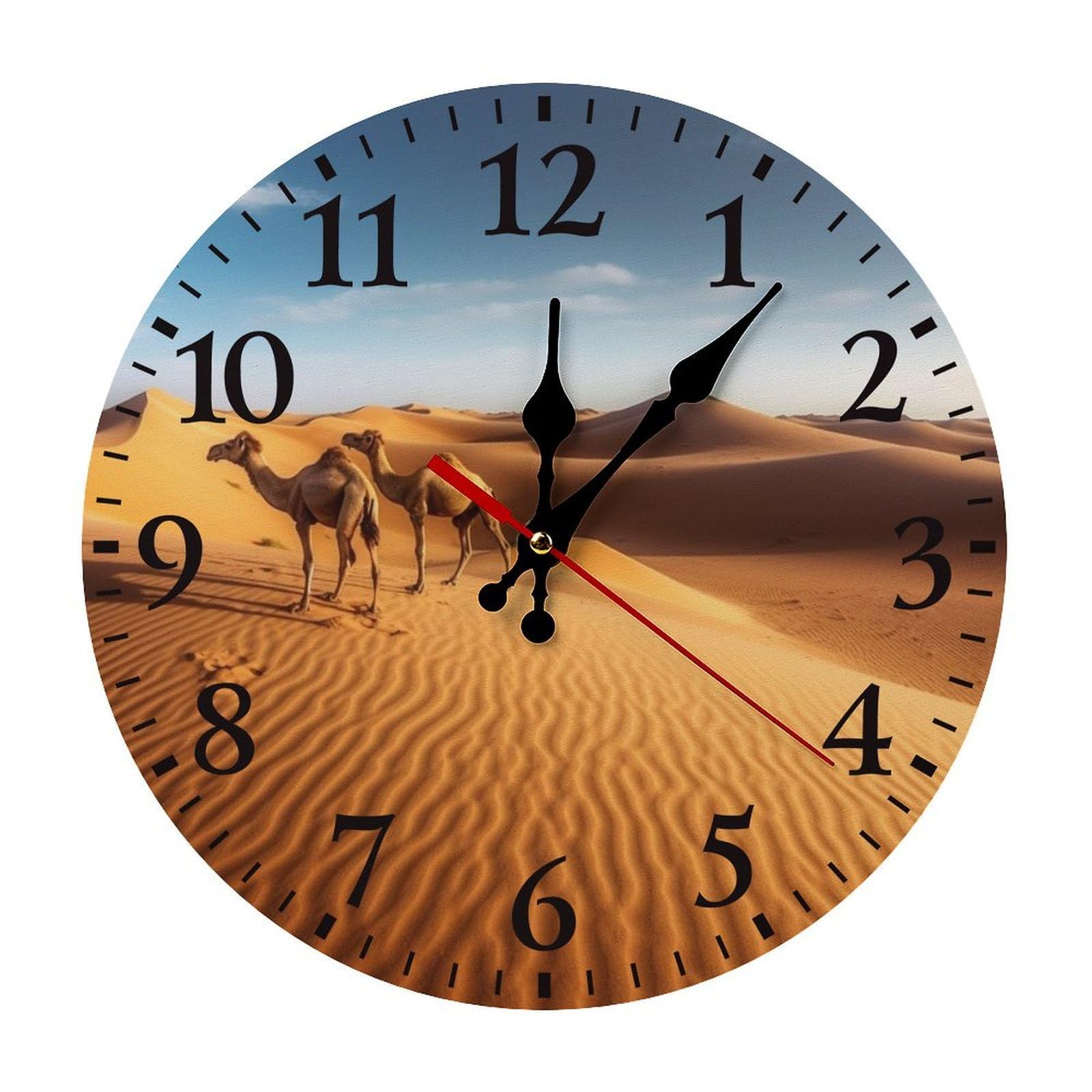 NTVOWPZO 10 Inch Wall Clock Sand Dunes in The Sahara Desert Battery Operated Wall Clocks Silent Non-Ticking Round Wall Clock for Living Room Kitchen Home Office Wall Decorative Clock