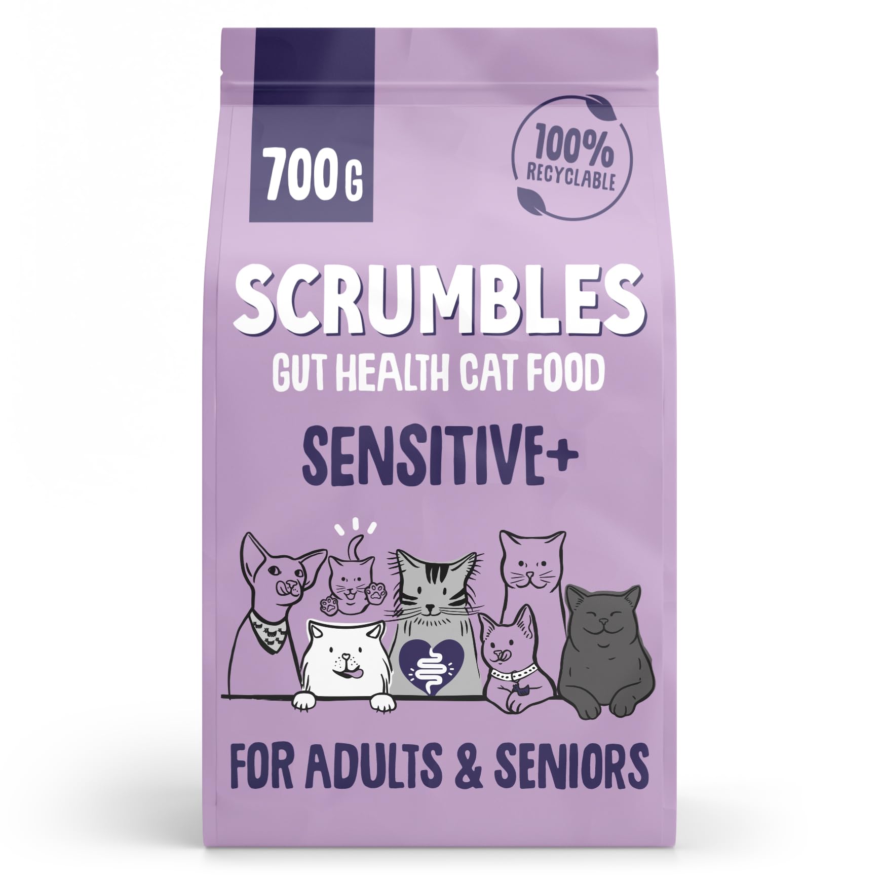 Scrumbles Sensitive+ Chicken Grain Free Dry Cat Food 700g