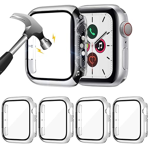 ZEBRE 4-Pack Compatible with Apple Watch 40mm Case, with Built-in HD Clear Ultra-Thin Hard PC Screen Protector Cover Compatible with Apple Watch Series 4 /5/ 6/SE