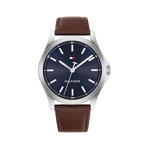 Tommy Hilfiger Relógio masculino de quartzo 3H, pulseira de couro, resistente à água 3 ATM, relógio moderno e elegante, 42 mm