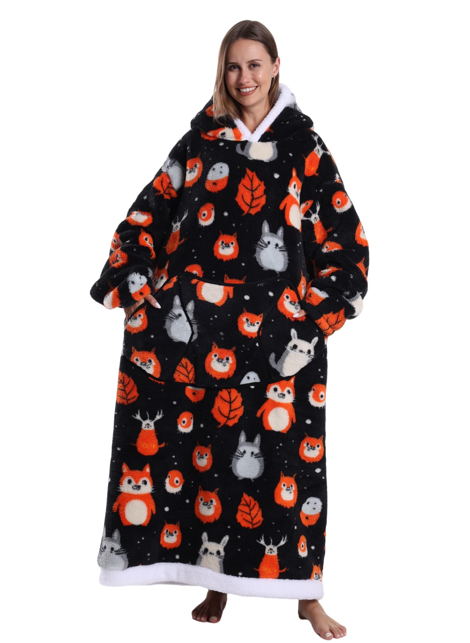 Pterygoid Extra Long Oversized Blanket Hoodie,Hooded Wearable Blanket with Sleeves for Women and Men,Soft Fleece Giant Sweatshirt with Pocket Gift for Adult Teenager