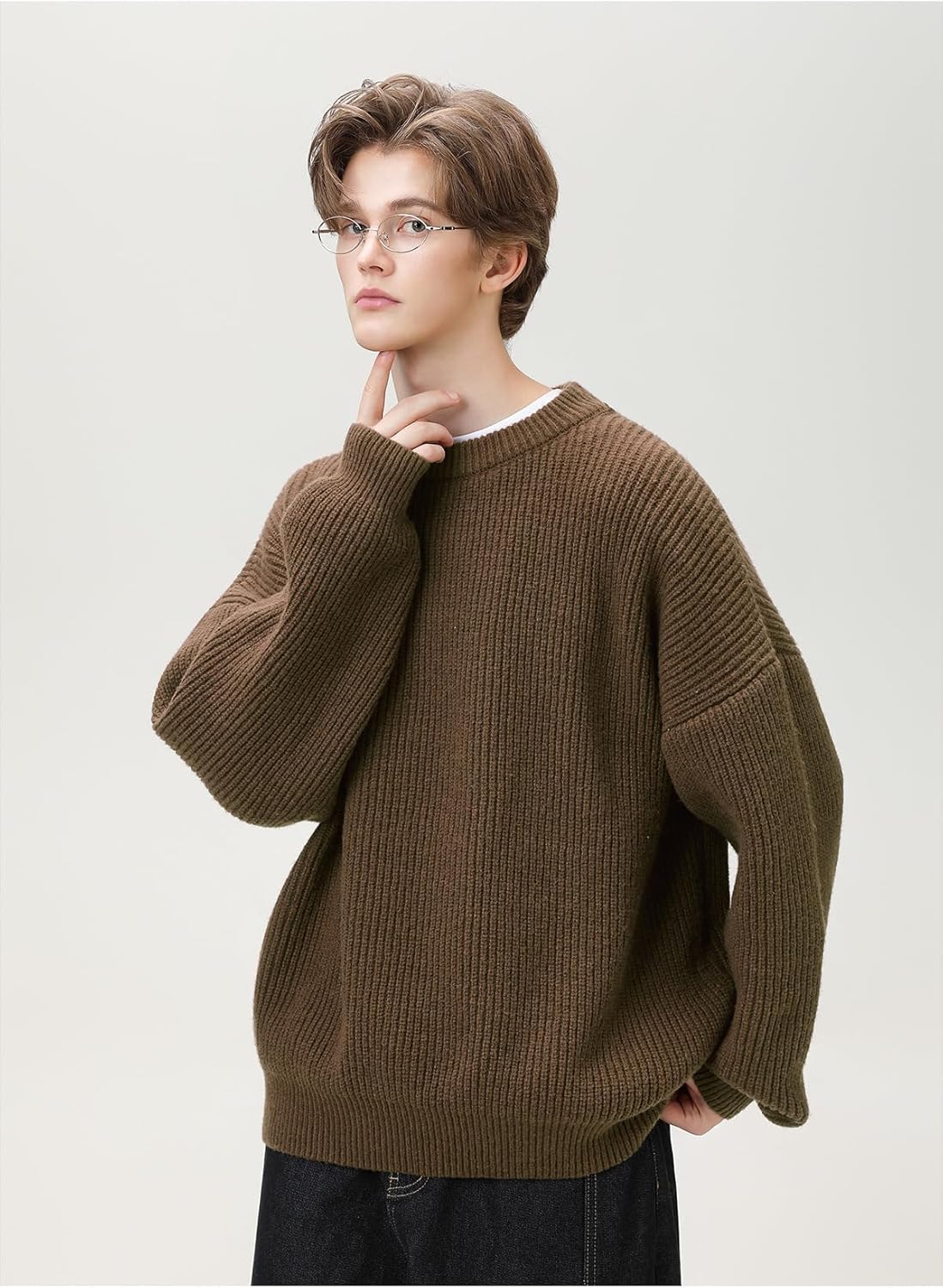 Men's Vintage Grandpa Aesthetic Sweaters Crewneck Knitted Sweatshirt Pullovers Y2K Grunge Clothing Korean Streetwear - Image 3