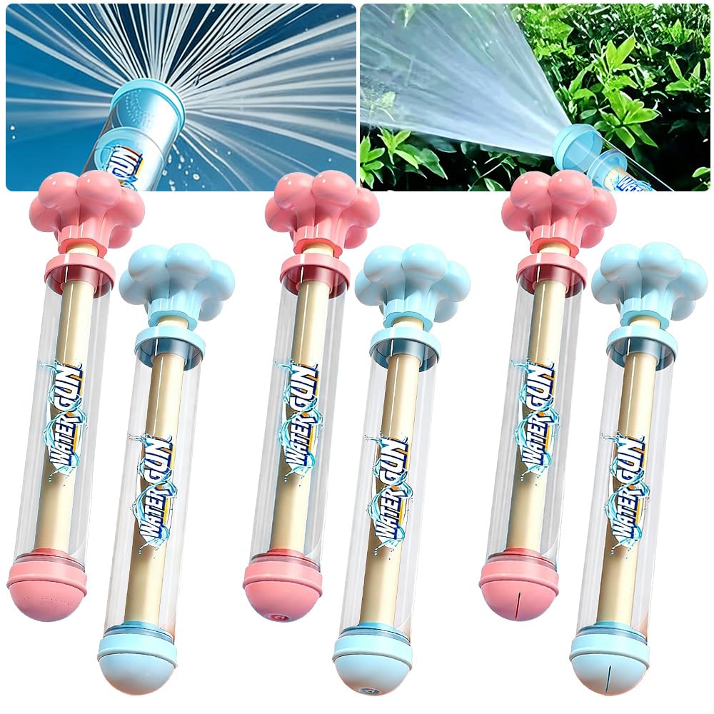 6 Pcs Firework Water Gun, Romantic Water Firework Spray Toys, Pull-Out Fireworks Water Guns Kids mit 3 Sprühmodi Colourful for Beach Pool Party Water Festivals Family Gatherings Garden