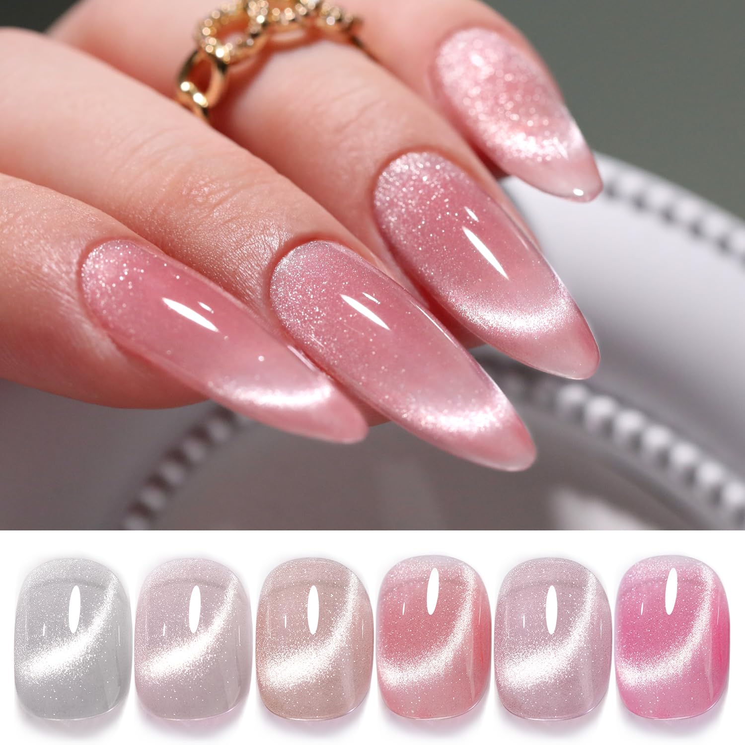 Double Rhythm 6 Colors Cat Eye Gel Polish Set Shimmer Glitter with Magnet Holographic Reflective Magnetic UV Nail Art Kit (6-Kit 14) Double Rhythm 6 Colors Cat Eye Gel Polish Set Shimmer Glitter with Magnet Holographic Reflective Magnetic UV Nail Art Kit (6-Kit 14)