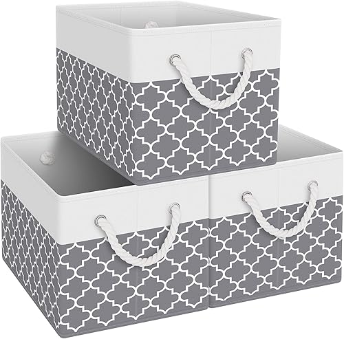 Vista 88 de Fab totes Contenedores de almacenamiento [paquete de 3], cestas de almacenamiento plegables para organizar juguetes, libros, estantes, armario, caja