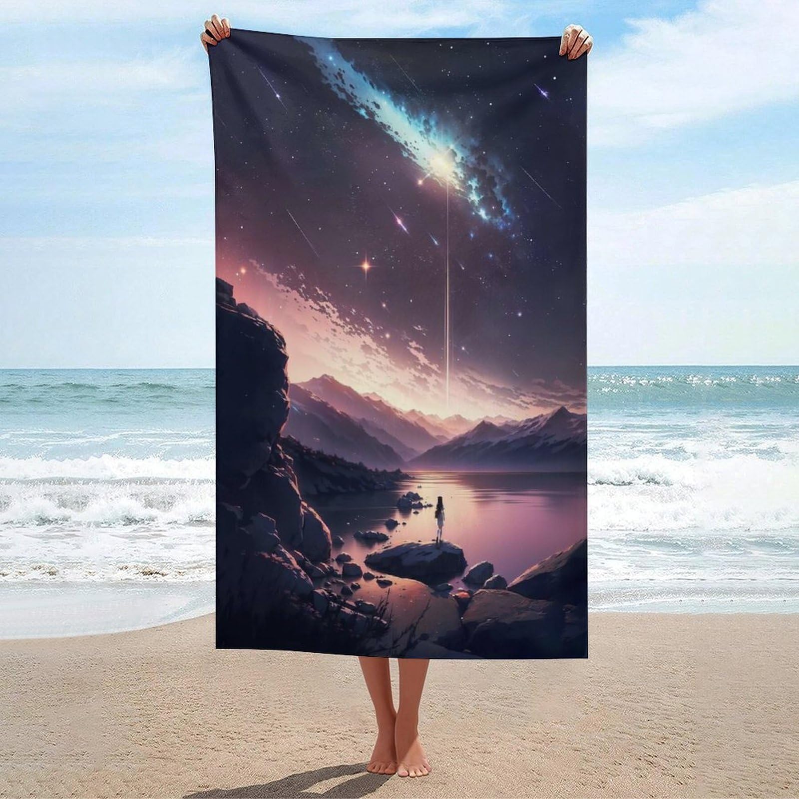 Serviette de plage qui sèche vite et prend peu de place au bain