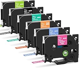 MarkField 6X Compatible Label Tape Replacement for Brother P-Touch TZe TZ 0.47in 12mm x 8m Laminated White Colorful for Ptouch Label Maker Refills PT-900 1000 H100LB H105 H107 H200 Cube D200