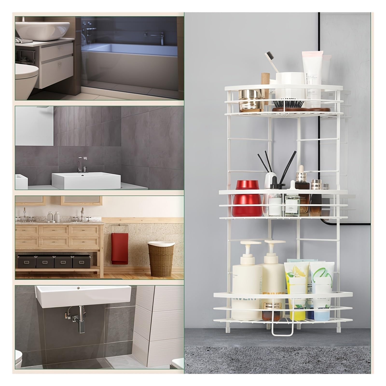 syyymx Corner Shower Caddy 3 Tier Shower Organizer Shelf Stainless Steel Floor Corner Shower Bathroom Shelves Stand Rack — view 2