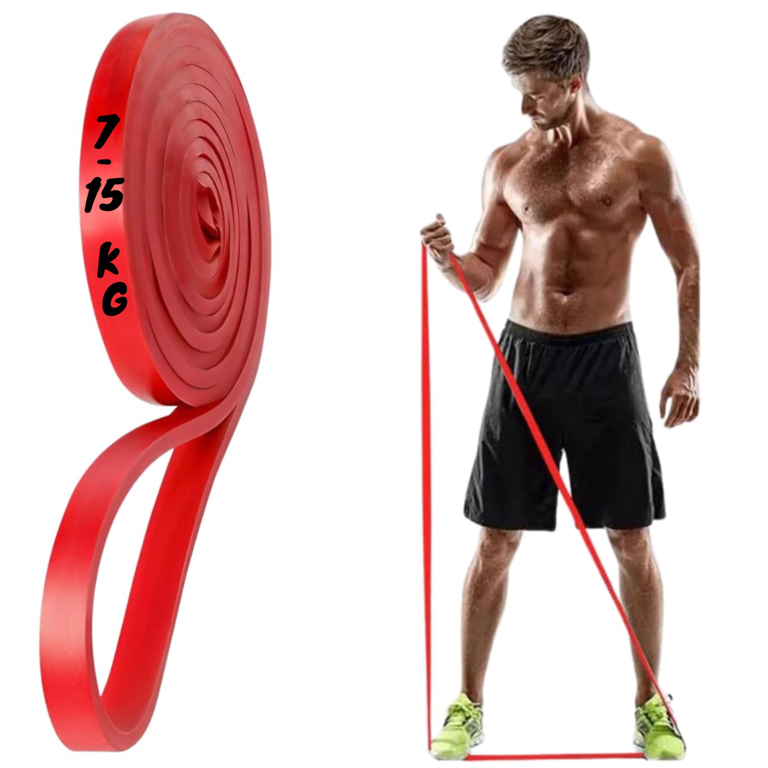 Shopeleven Heavy Red Resistance Band – 7-15Kg Natural Rubber for Home Exercise, Gym Workouts, Stretching & Toning-image-31