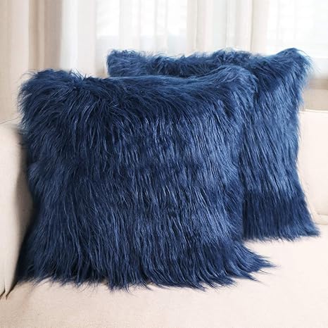 blue fluffy pillows