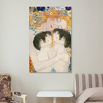 模写 グスタフ・クリムト 油彩キャンバス【母と子】 油彩画 油彩画 縦長 複製品 グスタフ・クリムト 母と子 クリムト 母と子 4号