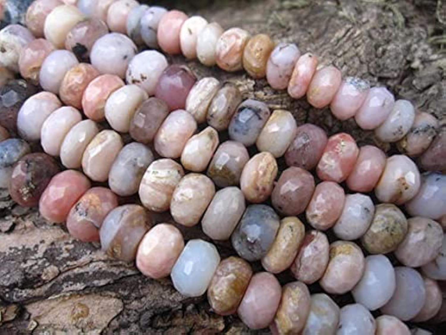 Opale rose du Pérou LKBEADS en perles rondelles facettées 8x5mm de qualité gemme