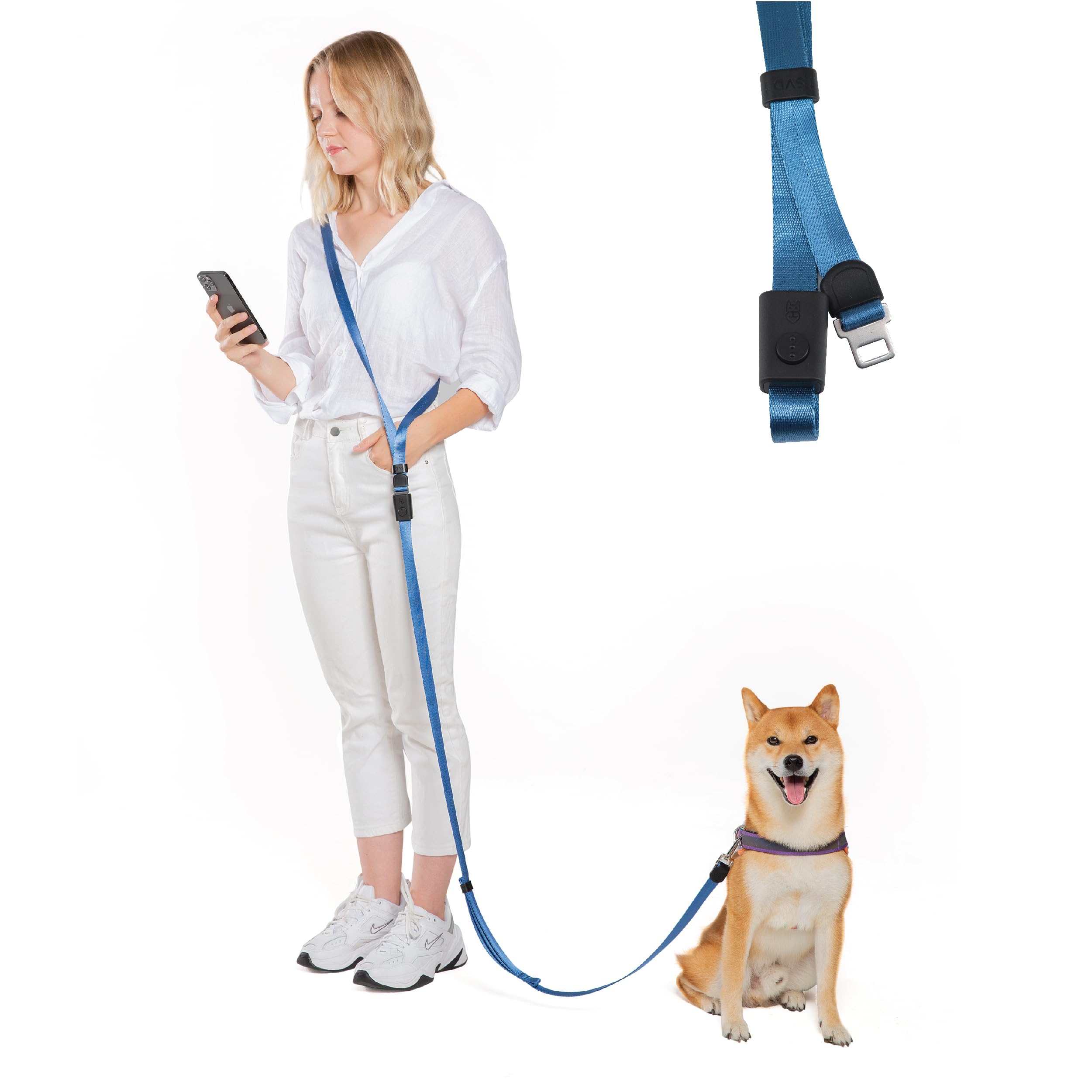 SVD.PET 4-in-1 Hands Free Dog Leash, Versatile Crossbody/Waist Dog Leash with Easy Release Buckle, Easy Adjust to Fit Your Body and Waist for Walking,
