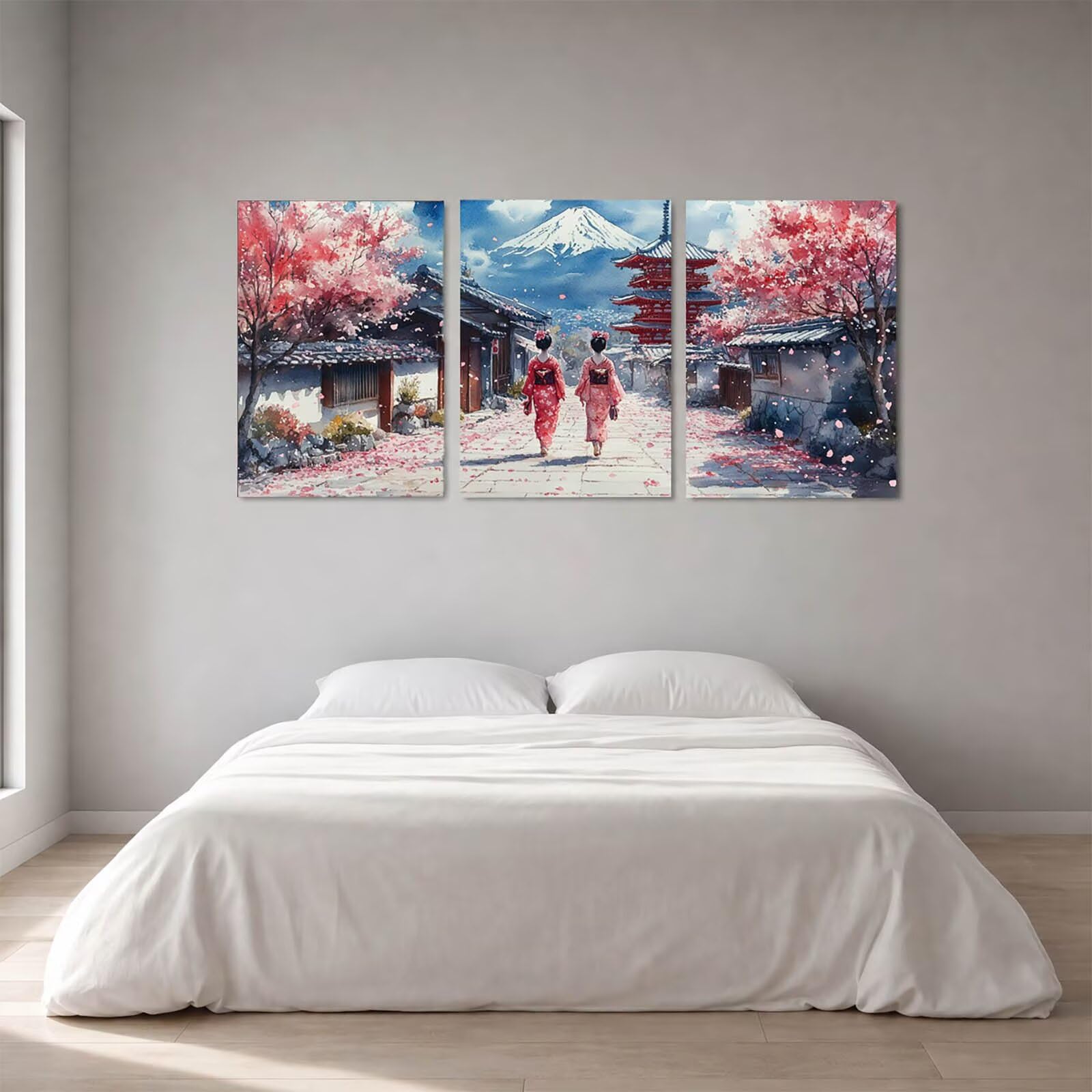 3Pck Geisha Diament Painting Kompletny zestaw, Mount Fuji Diamentowe malowanie dla dorosłych 40x60cmx3 Malowanie według numerów Diamentowe malowanie do obrazów Nowoczesny salon Dekoracja Prezent HXZH