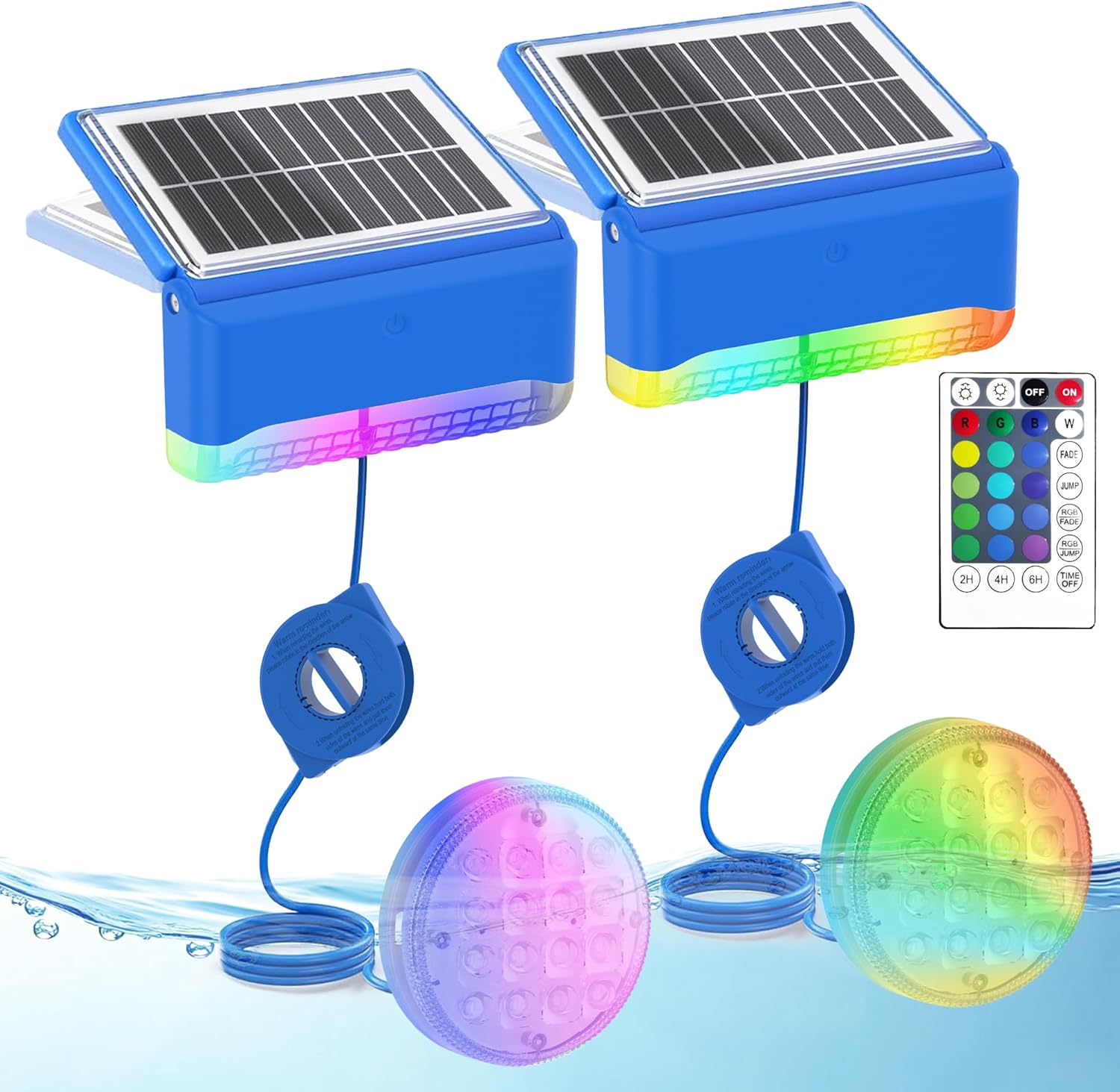 Solar Pool Lights - Color Changing LED Pool Submersible Lights with Remote Control, Timer Function IP68 Waterproof for Pond, Decoration, Party 2-Pack
