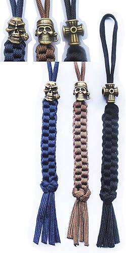 Miniatura 3 de Cuerda de cuerda de paracaídas para cuchillos con calavera de aleación y colgante de cruz, herramienta multifuncional EDC para acampar al aire libre