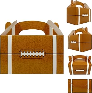 AnapoliZ Football Party Treat Boxes | Team Favor Box with Handle (24 Pcs Set) | Football Party Supplies | Sports Theme Birthday Goody Boxes