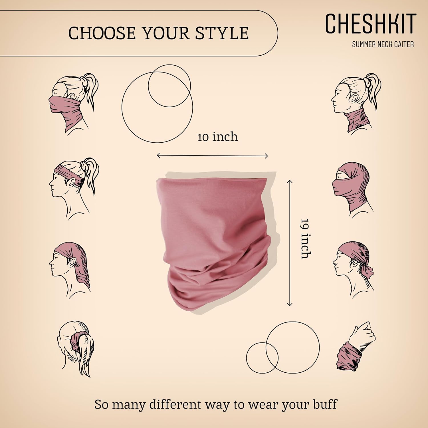 Organic Cotton Breathable Summer Neck Gaiter for Men and Women Cooling Balaclava Bandana Cover Face Scarf for Outdoor Activities (Desert Rose, Medium, 2 Pack) - Image 3