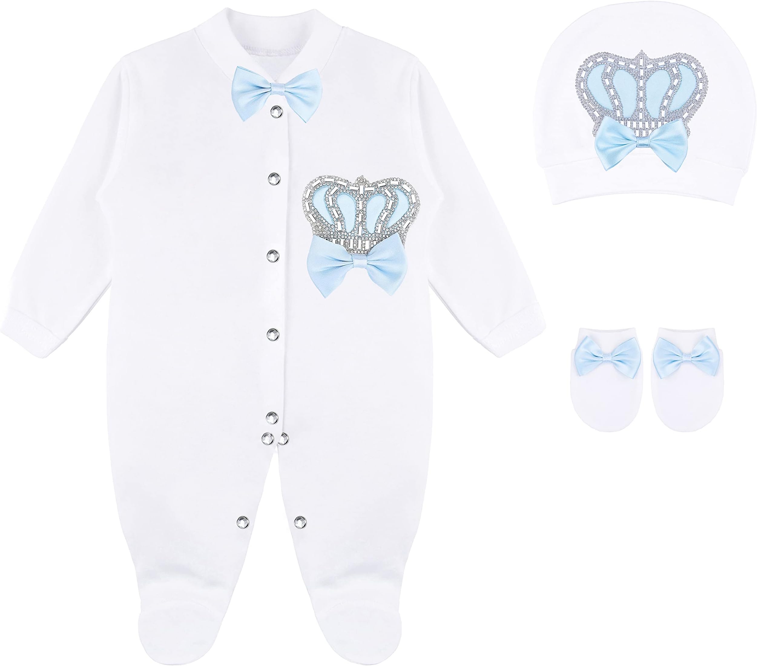 Baby Boy Newborn Crown Jewels Layette 3 Piece Gift Set