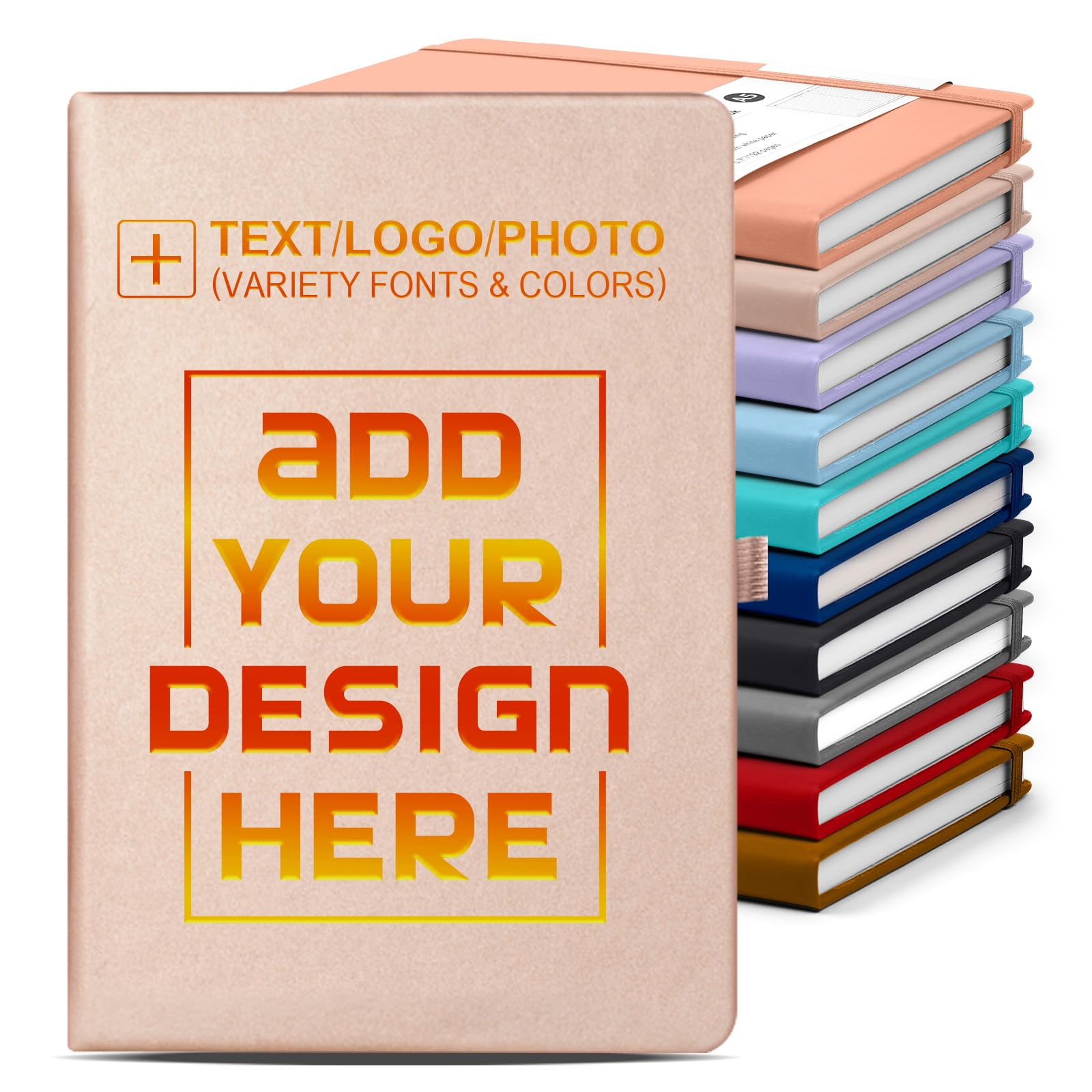 Vebermo Personalized Notebook-Can Customize Logo/Text/Image, Customizable A5 Journal Notebook Daily Journals For Writing-192 Lined Pages 8.5 x 5.71